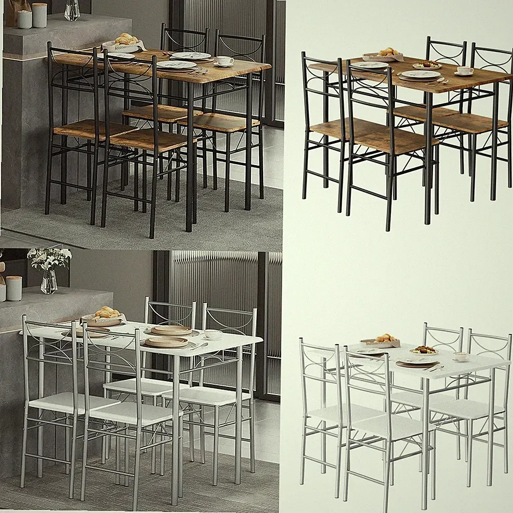 Woltu Esstisch mit 4 Stühle Essgruppe Set für 4 Personen Sitzgruppe Esszimmer