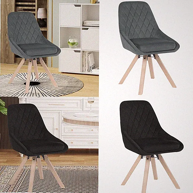 WOLTU Esszimmerstühle drehbar 1/2/4/6/8er Set Küchenstühle Samtbezug Holzbeine
