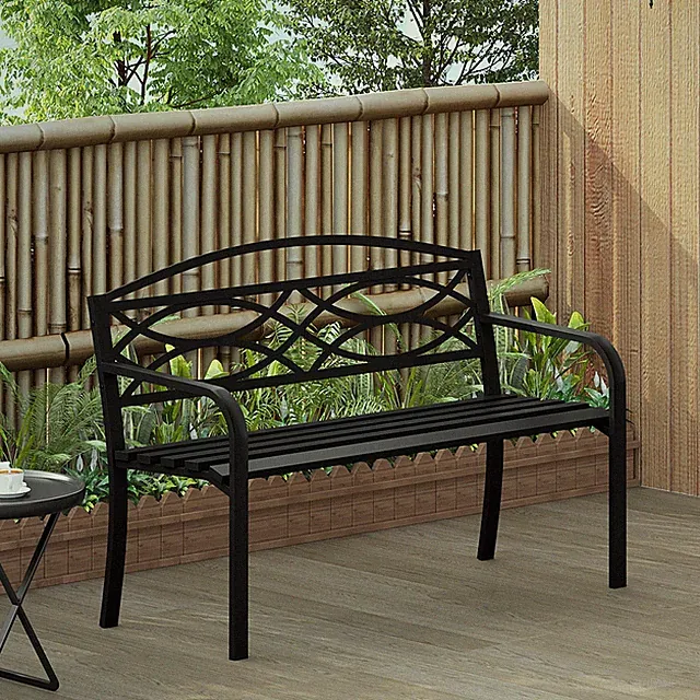 WOLTU Gartenbank Metall Wetterfest Parkbank 127cm für 3 Sitzer Sitzbank Outdoor
