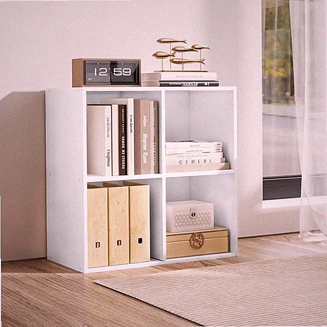 Woltu Holzregal Bücherregal Würfelregal Büroregal Standregal Organizer 4 Fächer