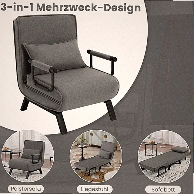 Woltu Klappbares Schlafsofa Couch mit Bettfunktion Schlafsessel 3 in 1 Gästebett
