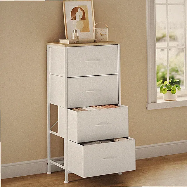 Woltu Kommode 4 Schubladen 30 cm breit Sideboard Anrichte Beistellschrank schmal