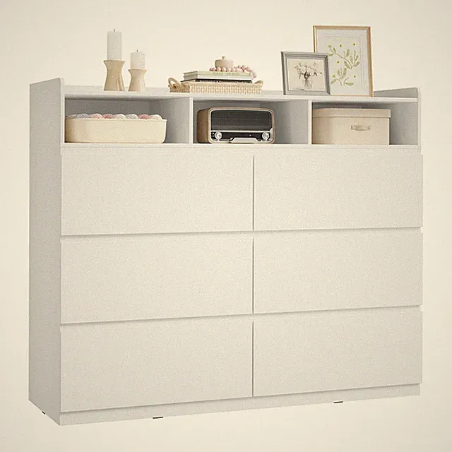 WOLTU Kommode 6 Schubladen 3 Fächern Moderner Schubladenschrank 120x40x100 cm