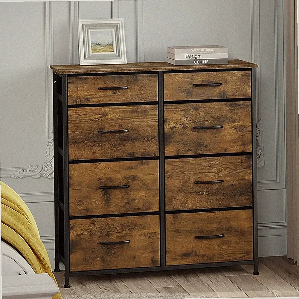 WOLTU Kommode 8 Stoffschubladen Schrank für Schlafzimmer Flur Wohnzimmer Vintage
