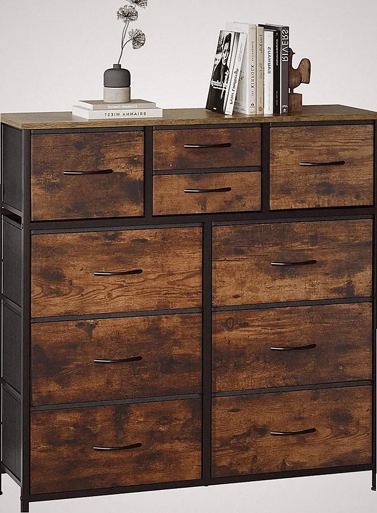 WOLTU Kommode mit 10 Schubladen Sideboard Anrichte Schubladenschrank Retro Stil