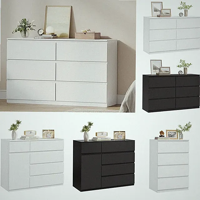 WOLTU Kommode mit 4/5/6 Schubladen Sideboard Schubladenschrank Weiß Schwarz