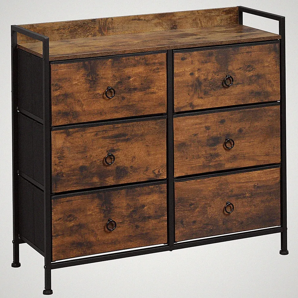 WOLTU Kommode Sideboard Beistellschrank mit 6 Stoffschubladen Mehrzweckschrank