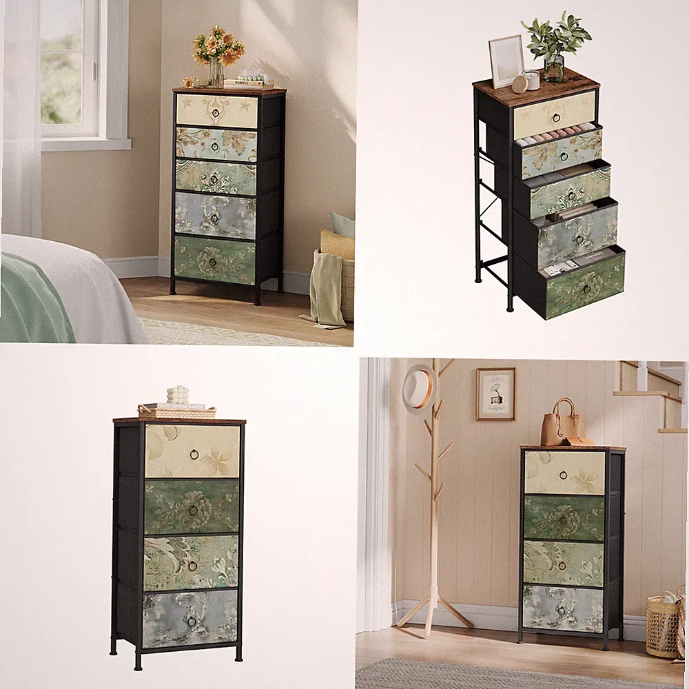 WOLTU Kommode Sideboard mit Stoff Schubladen Schubladenschrank für Wohnzimmer