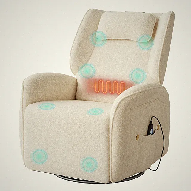 WOLTU Relaxsessel elektrisch mit Liegefunktion, Wärme- und Massagefunktion Beige