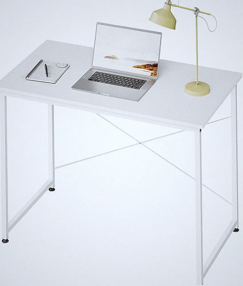 WOLTU Schreibtisch 100x50x75 cm Computertisch Bürotisch Weiß Metallgestell