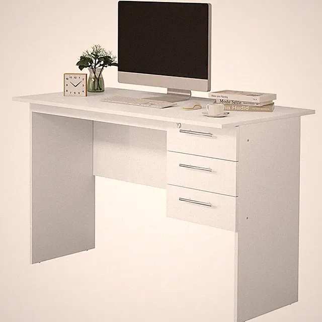 WOLTU Schreibtisch 3 Schubladen Computertisch Bürotisch PC Tisch 120x60cm Weiß