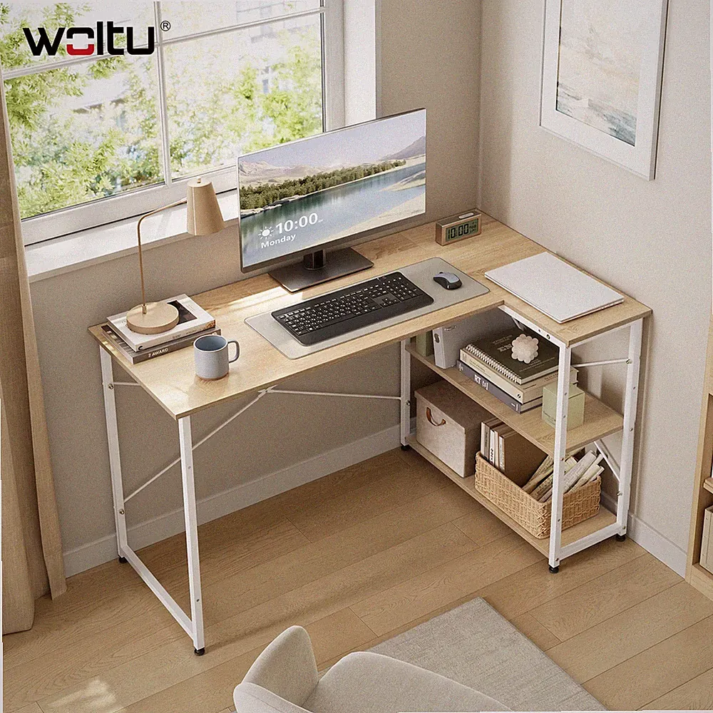 WOLTU Schreibtisch Arbeitstisch Bürotisch Computertisch mit Ablagen 120x73x72cm