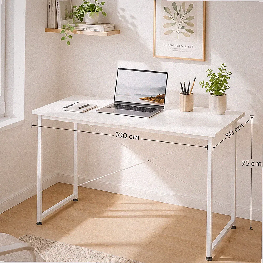 WOLTU Schreibtisch Computertisch Bürotisch Arbeitstisch Tisch 100x75x50 cm Weiß