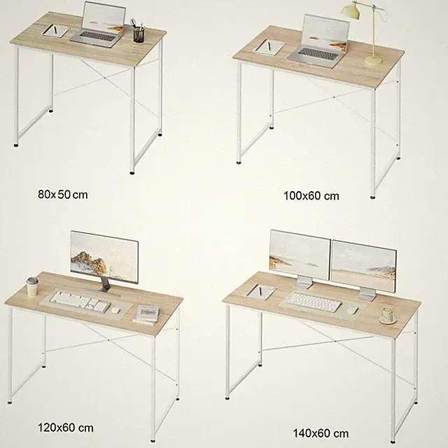 WOLTU Schreibtisch Computertisch Bürotisch für Arbeitszimmer Helle Eiche 80-140