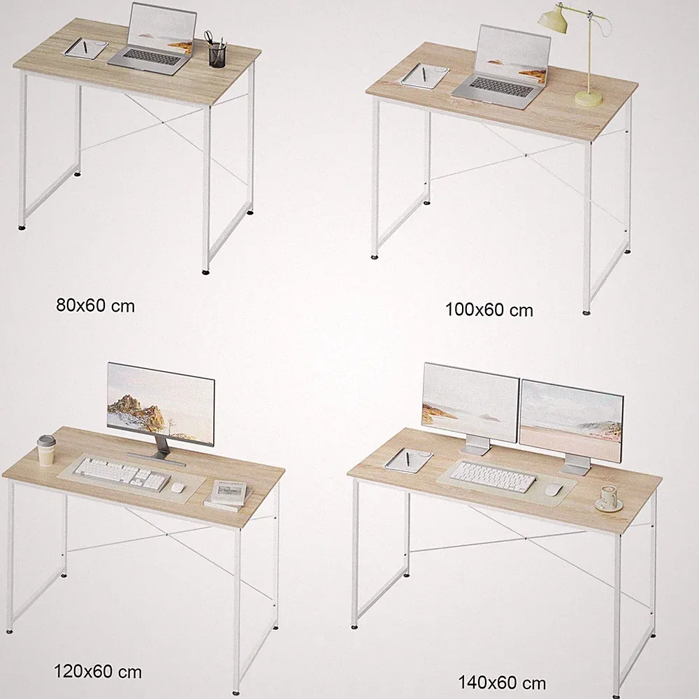 WOLTU Schreibtisch Computertisch Bürotisch für Arbeitszimmer Helle Eiche 80-140