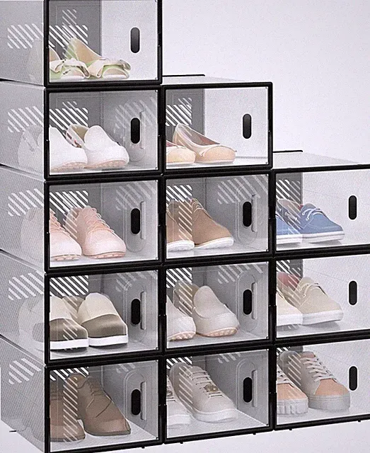 WOLTU Schuhbox, Schuhkarton mit magnetischer Tür, Faltbarer Schuhorganizer
