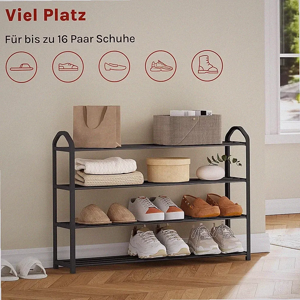 WOLTU Schuhständer Metall Schuhablage Schuhregal Regale 4 Schicht Rostbeständig
