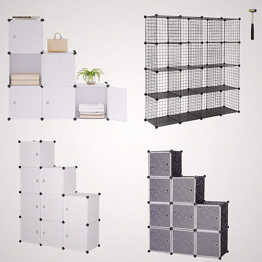 WOLTU Steckregal Garderobenschrank DIY Kleiderschrank Lagerregal Tür Kunststoff