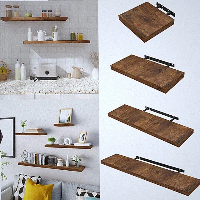 WOLTU Wandregal Hängeregal Küchenregal Wandboard Schweberegal Bücherregal Holz