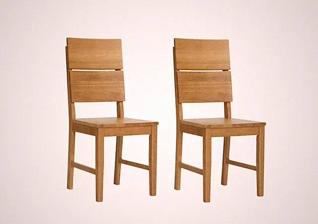 Woodroom Stuhl Kota 2er-Set Hevea massiv lackiert