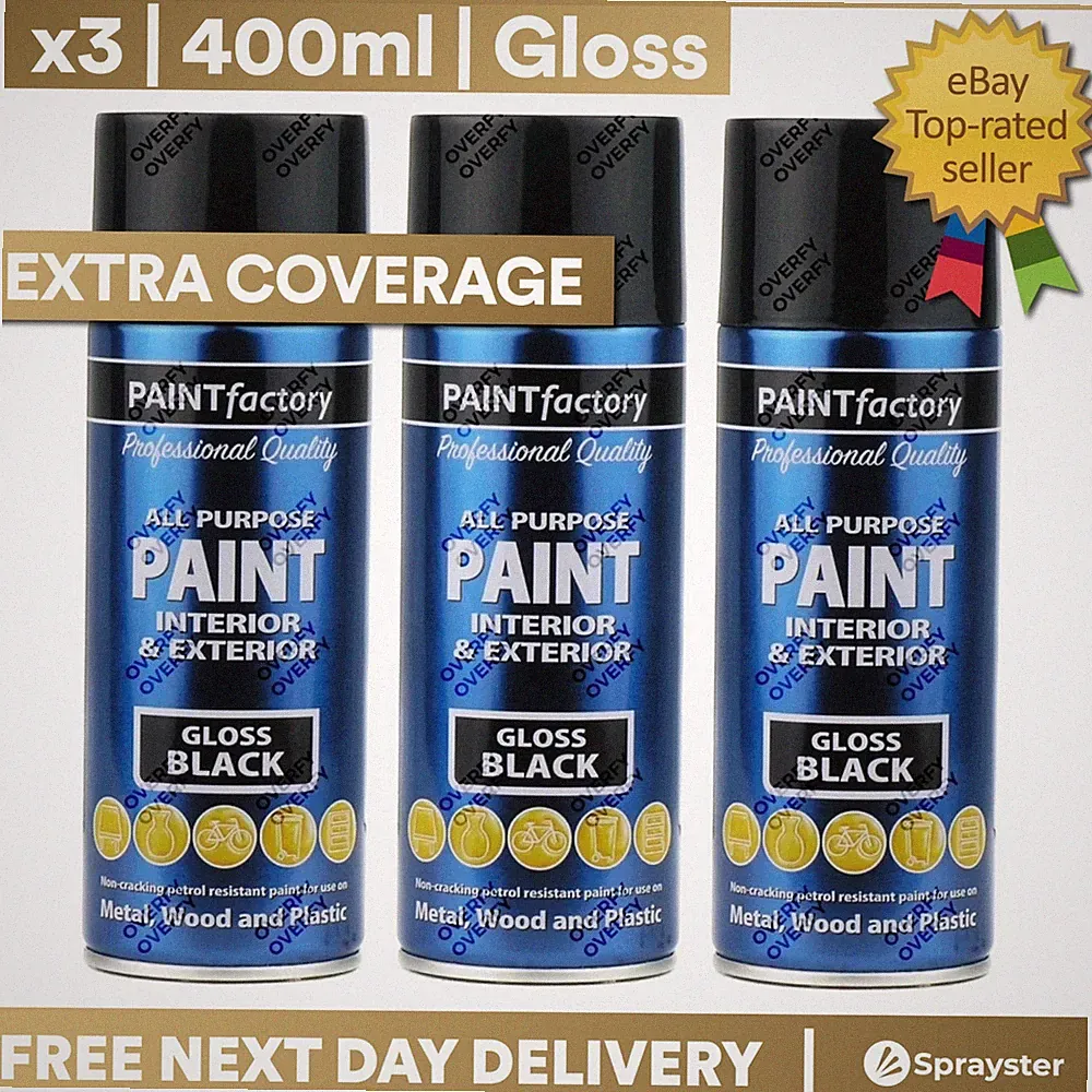 x3 400ml Allzweck Schwarz Glanz Aerosol Spraydose Haushalt Auto Holz etc