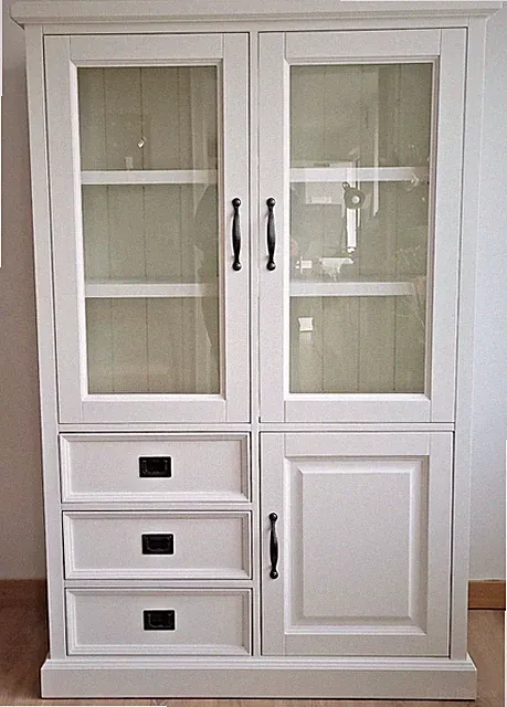 XO Eyeglass schmale Vitrine Vitrinenschrank Regalschrank Hochschrank Landhaus