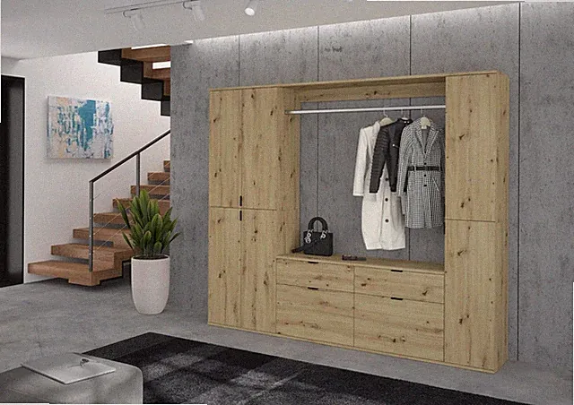 xonox Garderobenschrank Kleiderschrank Schrank - Garderobe ProjektX - 212x193x34