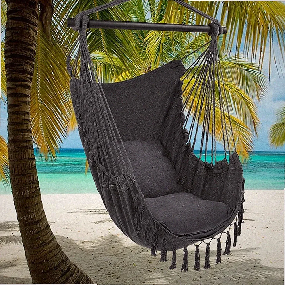 XXL Hängesessel mit 2 Kissen Sitzsack Schaukel bis 175 kg Outdoor Indoor