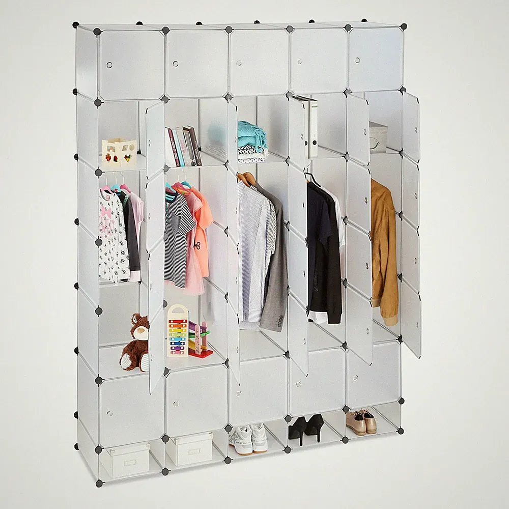 Xxl kleiderschrank Steckschrank Kunststoffregal Wäscheaufbewahrung 25 Fächer