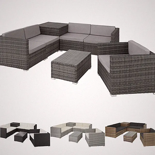 XXL Polyrattan Gartenmöbel Sitzgruppe Rattan Gartenset Lounge Sofa Tisch Box Set