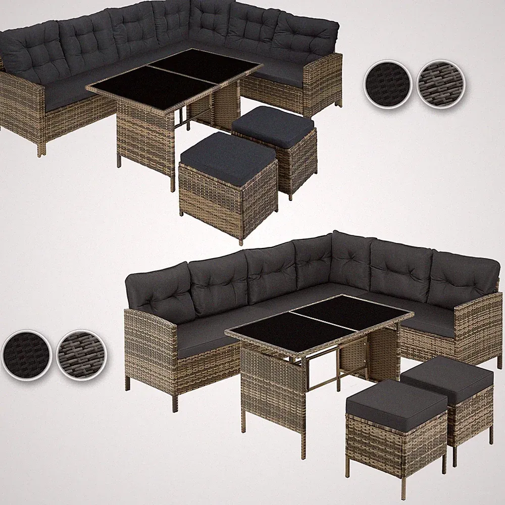 XXL Polyrattan Sitzgruppe Lounge Set Eck Sofa Gartenmöbel Garten Garnitur Möbel