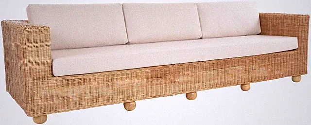 XXL Rattansofa Wohnzimmer Rattan Indoor Rattanmöbel Viersitzer 270cm (Natur)