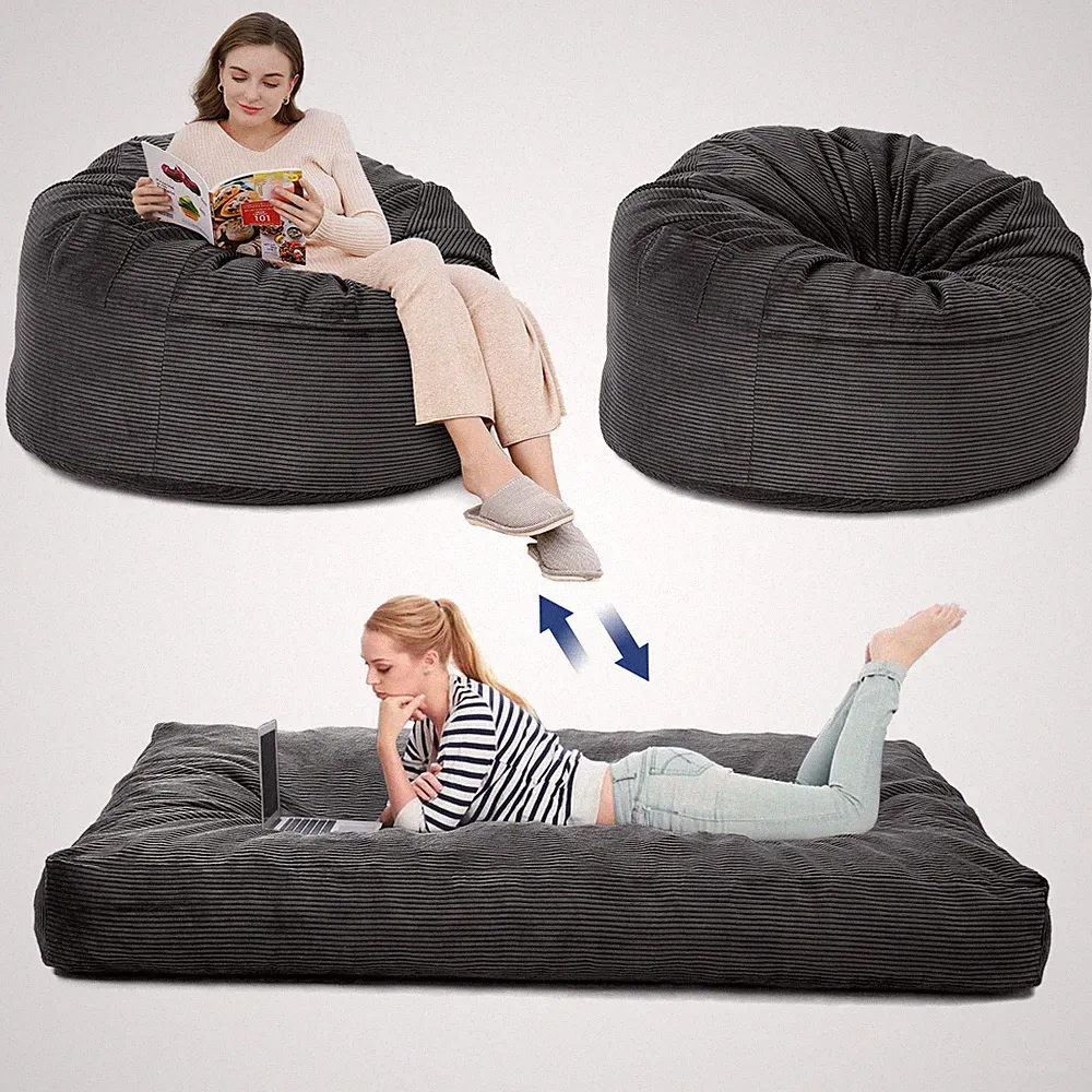 XXL Sitzsack-Sofa mit Bettfunktion,Cordbezug abnehmbar &maschinenwaschbar,Wohnen