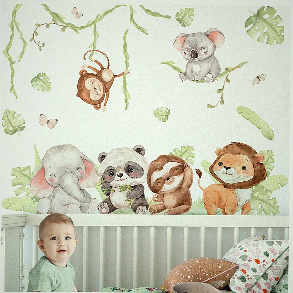 XXL Wandsticker Dschungeltiere Babyzimmer Wandtattoo Kinderzimmer Wanddeko DL913