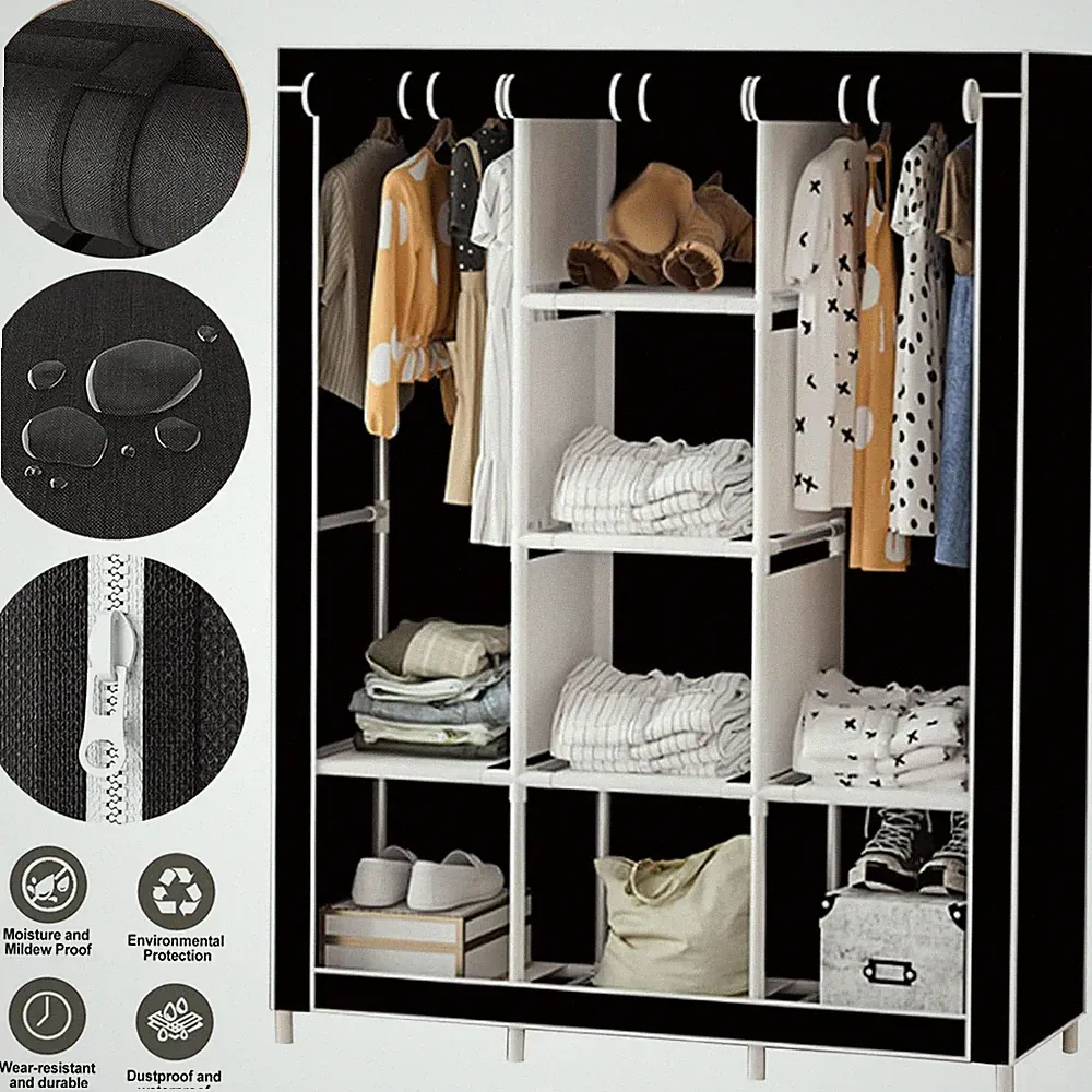XXLTextil Kleiderschrank Stoffschrank Faltschrank Schrank Garderobe 170*130*45cm