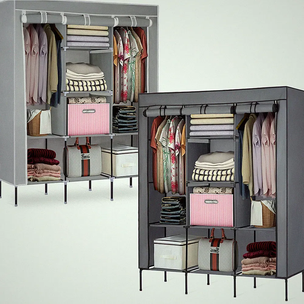 XXLTextil Kleiderschrank Stoffschrank Faltschrank Schrank Garderobe Massido
