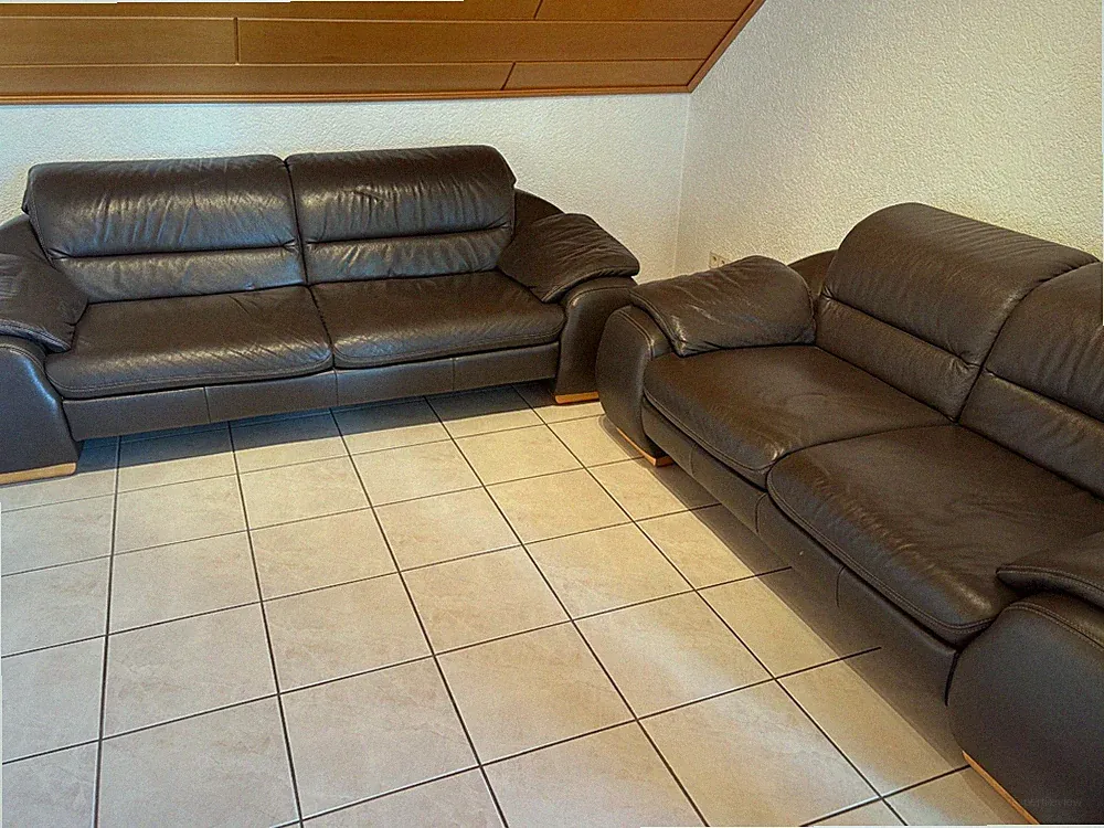 XXXLutz Leder Sofa 7414 Alex Echt Leder Bronco mit Kontrastnaht - 2,5 + 3-sitzer