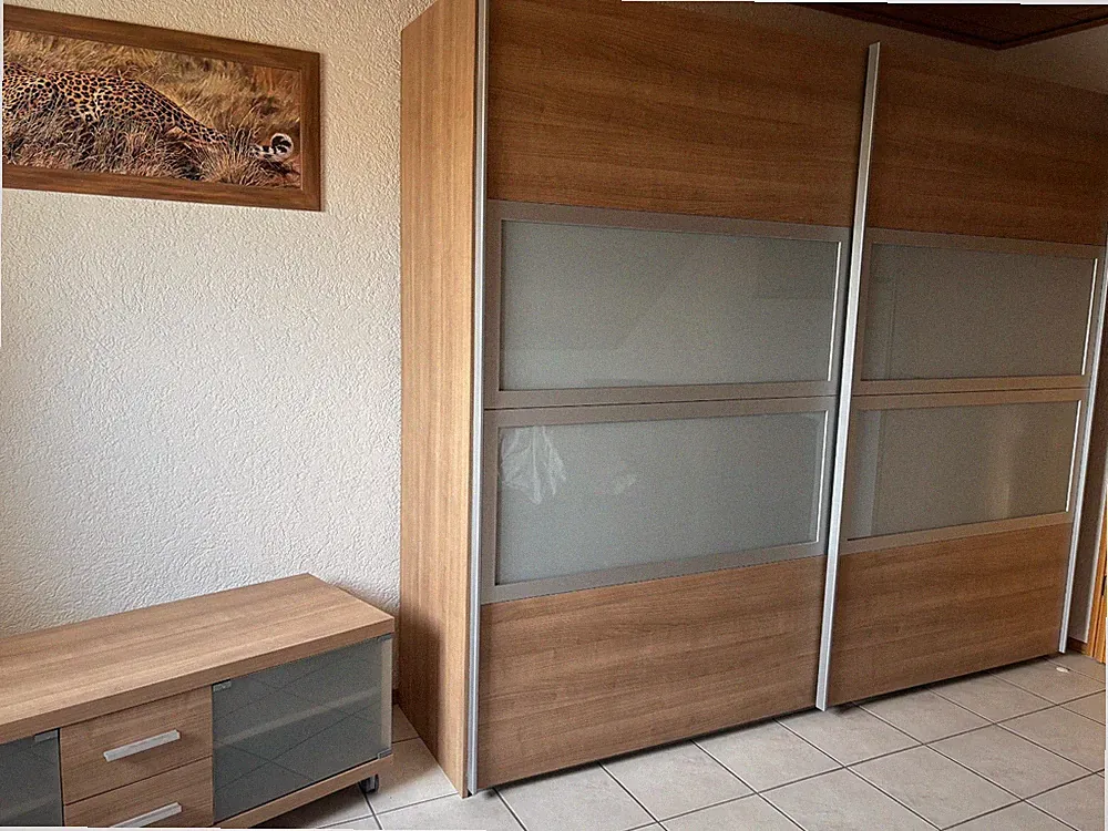 XXXLutz Schiebetürenschrank in Holz Noce mit Floatglas - ca. 252/213/67 cm