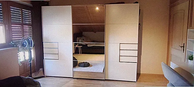 XXXLUTZ Schranksystem weiß 270x210x65 cm Schiebetüren 5 Schubladen