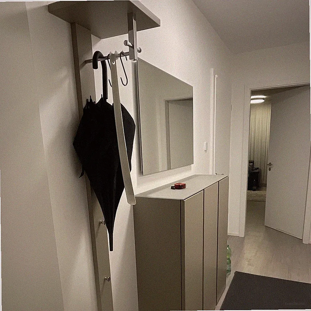 xxxlutz Schuhschrank 120 cm Sand matt, 3 Türen, 4 Fächer, Wandmontage