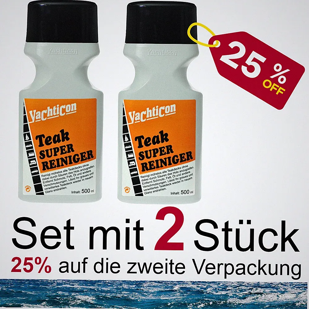 Yachticon Teak Superreiniger Teakholz Reiniger Boot Gartenmöbel Camping 2er Set
