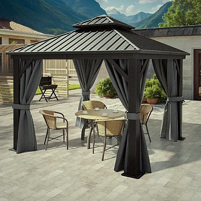 YITAHOME 3X3M Pavillon Stahl-Hardtop, Wetterbeständige Legierungen Gartenpavillo