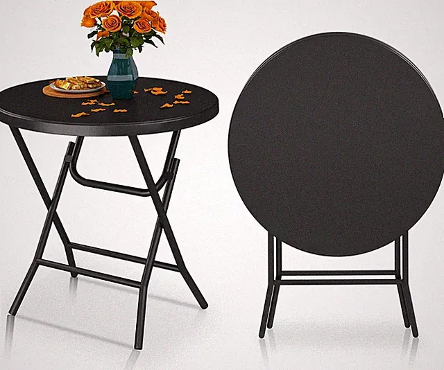 YITAHOME 80Cm Gartentisch, Runder Klapptisch, Balkontisch Klappbar, Campingtisch