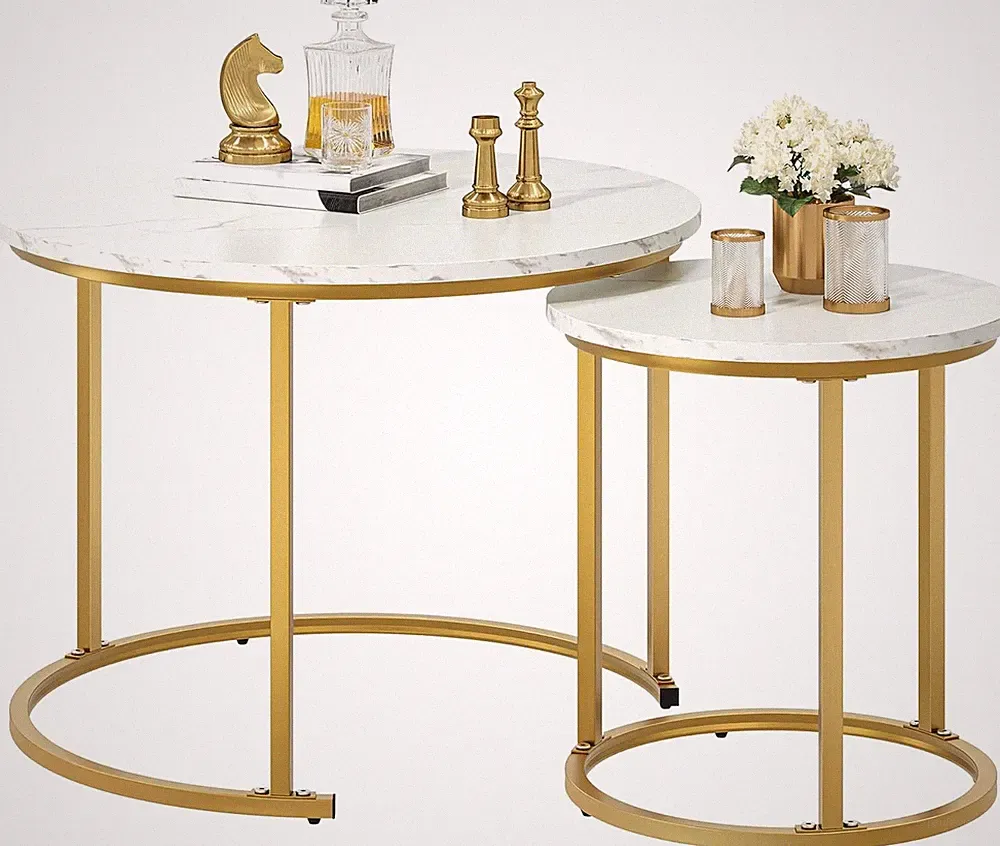 YITAHOME Couchtisch, modern, Holzplatte, Metallgestell, Set defekt