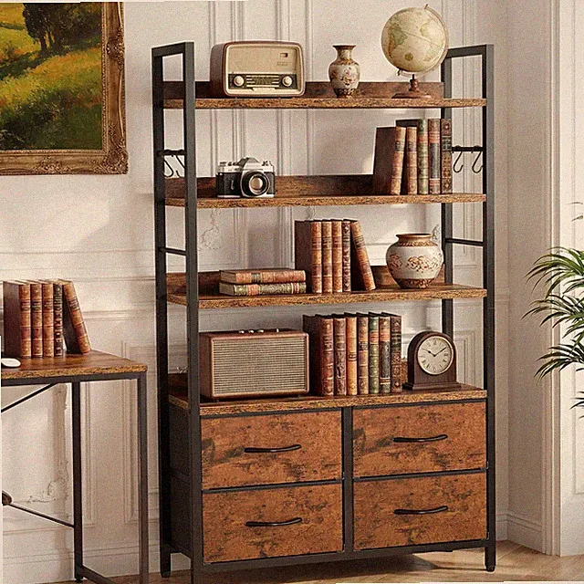 YITAHOME Industrie-Bücherregal, 4-Stöckiges Bücherregal Mit Verstellbaren Einleg