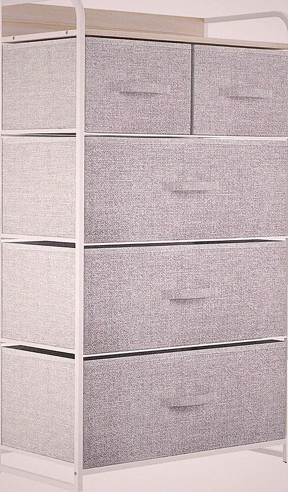 YITAHOME Kommode mit Schubladen, Schrank mit 5 Schubladen aus Stoff (Hellgrau)