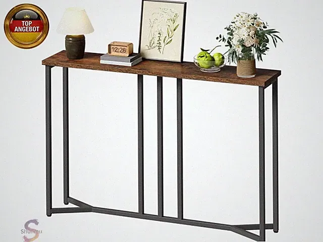 YITAHOME Konsolentisch, 100CM Flurtisch Schmal, Schwarz und Braun | Sofatisch