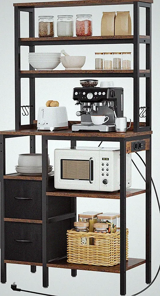YITAHOME Küchenregal Mit Steckdosen, 2 Steckdosen & 2 Usb-Anschlüsse, Kaffeebar