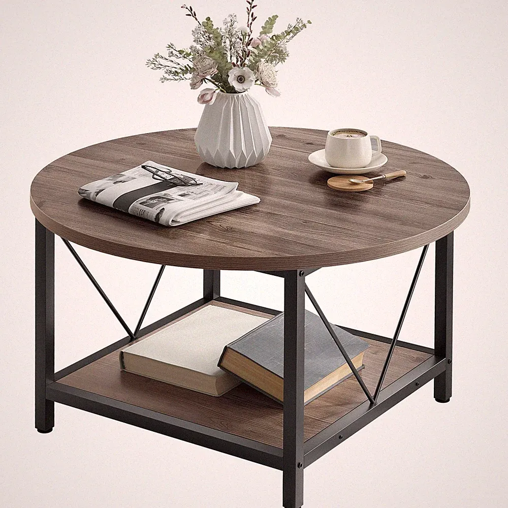 YITAHOME Runder Couchtisch, 80x80x46cm Rustikaler Wohnzimmertisch defekt