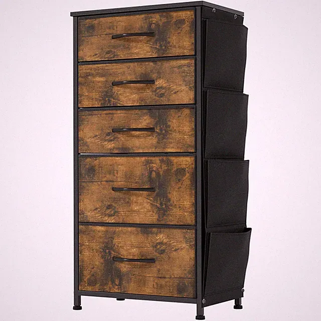 YITAHOME schmale Kommode 29,8 T x 45 B x 94,5 H cm (5 Schubladen), rustikal braun